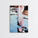 Reflection Water Art, Abstract Fashion Painting, Coastal Style, Feminine Minimalist Print, Framed Canvas Print, Entryway Wall Art