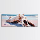Driftwood, Ocean Waves, Canvas Print, Coastal Wall Art, Beach House Decor, Minimalist Seascape, Natural Tones, Boho Home Aesthetic