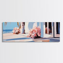 Beachfront Patio, Coastal Home, Ocean View Art, Framed Canvas Print, Seaside Decor, Summer House Aesthetic, Serene Wall Artwork
