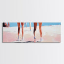 Walking On Sand, Beach Art, Summer Aesthetic, Coastal Canvas Print, Living Room Wall Art, Minimalist Art, Pastel Home Decor