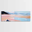 Sunset Beach, Warm Coastal View, Minimalist Ocean Art, Canvas Print, Living Room Wall Art, Tranquil Shoreline, Soft Pink Tones