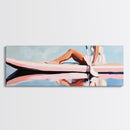 Paddleboard Reflection, Tranquil Water, Minimalist Art, Canvas Print, Serene Wall Decor, Coastal Aesthetic, Soft Pastel Home Decor