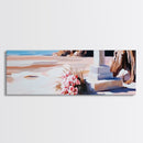 Memorial, Flowers, Beach, Canvas Print, Coastal Landscape Art, Minimalist Seaside Artwork, Tranquil Decor, Living Room or Office Wall Art