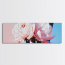 Peony Blooms, Pastel Wall Art, Feminine Aesthetic, Romantic Decor, Framed Canvas Print, Boho Bedroom Art, Floral Artwork