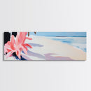 Tropical Beach, Palm Shadow, Minimalist Art, Coastal Wall Art, Summer Aesthetic, Framed Canvas Print, Living Room Art, Boho Beach Decor