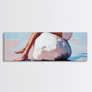 Beach Serenity, Woman Relaxing, Coastal Aesthetic, Framed Canvas Print, Minimalist Art, Boho Decor, Bedroom Wall Art, Summer Art