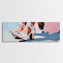 Heels, Fashion Art, Elegant Winter, Canvas Print, Feminine Aesthetic, Stylish Wall Art, Pastel Decor, Modern Bedroom Art