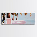 Palm Beach, Tropical Oasis, Ocean View, Framed Canvas Print, Boho Wall Art, Bedroom Decor, Coastal Aesthetic, Minimalist Art