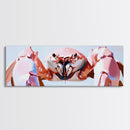 Pink Crab, Coastal Marine Art, Beach House Wall Decor, Framed Canvas Print, Nautical Aesthetic, Ocean Wildlife, Kitchen Wall Art