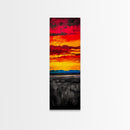 Fiery Sunset Painting, Dramatic Red Orange Sky, Bold Abstract Landscape, Framed Canvas Print, Modern Wall Decor, Living Room Art