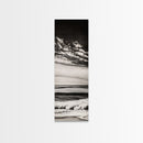 Ocean Horizon, Black and White, Cloudy Sky, Canvas Print, Coastal Wall Art, Minimalist Seascape, Modern Living Room Decor, Nautical Art