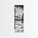 Winter Landscape, Snowy Mountains, Canvas Print, Black and White Photography, Rustic Home Decor, Cozy Cabin Wall Art, Nature Photography