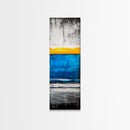 Sunset, Ocean, Waves, Framed Canvas Print, Coastal Wall Art, Modern Beach Decor, Blue and Yellow Abstract, Large Statement Art