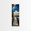 Serene Dock, Lake View, Blue and Gold, Canvas Print, Peaceful Nature Scene, Rustic Wall Art, Cabin Decor, Living Room Artwork