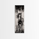 Running Horse, Black and White Art, Western Wall Art, Rustic Home Decor, Equestrian Canvas Print, Large Wall Art, Office Decor