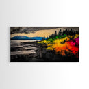 Coastal Sunset, Vibrant Ocean Art, Framed Canvas Print, Modern Landscape Painting, Beach Wall Art, Large Wall Decor, Living Room Art