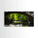 Forest Bridge, Green Nature Art, Canvas Print, Moody Landscape Painting, Rustic Wall Decor, Dark Green Art, Bedroom Wall Art