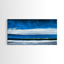 Blue Horizon, Minimalist Seascape Art, Framed Canvas Print, Ocean Wall Decor, Contemporary Coastal Painting, Modern Living Room Art