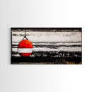 Red Buoy, Nautical, Coastal, Framed Canvas Print, Black and White Beach Scene, Ocean Wall Art, Maritime Decor, Fisherman’s House Artwork