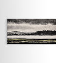 Misty Mountains, Black and White Art, Foggy Landscape, Canvas Print, Nature Wall Art, Minimalist Artwork, Bedroom Wall Decor