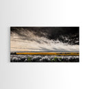Open Field, Dramatic Sky, Autumn Horizon, Framed Canvas Print, Fall Landscape, Neutral Home Decor, Entryway Art, Rustic Wall Art