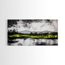 Mountain Reflection, Black and White Art, Minimalist Nature Print, Rustic Home Decor, Modern Landscape Painting, Canvas Print