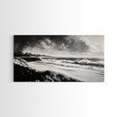 Stormy Ocean, Black and White Canvas Print, Coastal Wall Art, Dramatic Seascape Painting, Nautical Home Decor, Living Room Statement