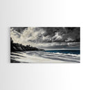 Moody Seascape, Stormy Ocean, Dramatic Sky, Beach Wall Art, Black and White Coastal Decor, Framed Canvas Print, Large Landscape Art