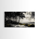Forest Path, Coastal Landscape, Black and White Art, Tranquil Scene, Nature Wall Art, Minimalist Decor, Living Room, Canvas Print