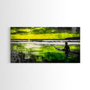 Surfer Waiting, Ocean Art, Tropical Canvas Print, Vibrant Green, Modern Wall Art, Surfing Decor, Beach House Vibes, Coastal Painting