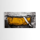 Minimalist Abstract, Yellow Black Art, Industrial Wall Decor, Urban Loft Accent, Framed Canvas Print, Modern Home Office Art