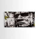 Monochrome Face Art, Edgy Black White Painting, Street Art Print, Urban Loft Decor, Framed Canvas Print, Unique Statement Piece