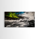 Wild Waves, Ocean Storm, Dramatic Seascape, Coastal Art, Beach House Decor, Framed Canvas Print, Black and White Wall Art, Nature Painting