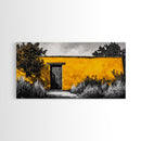 Adobe House, Southwestern Art, Yellow Wall Painting, Rustic Desert Decor, Black and White Canvas Print, Living Room Wall Art