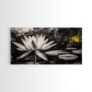Lotus Flower, Black and White Botanical Art, Zen Wall Decor, Nature Painting, Minimalist Canvas Print, Bedroom Meditation Art