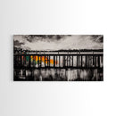 Wooden Pier, Lake House Art, Nautical Canvas Print, Black and White Art, Rustic Home Decor, Nature Artwork, Coastal Wall Art