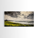 Seaside Serenity, Stormy Ocean, Beach Wall Art, Nature Inspired Decor, Moody Coastal Scene, Yellow Grass, Living Room Artwork, Canvas Print