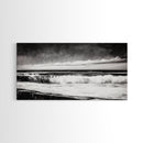 Monochrome Ocean, Rolling Waves, Black and White Beach Art, Framed Canvas Print, Minimalist Seascape, Coastal Wall Decor, Bedroom Art