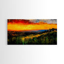 Golden Sunset, Rolling Hills, Vibrant Landscape, Canvas Print, Nature Wall Art, Living Room Decor, Warm Autumn Tones, Rustic Artwork