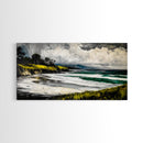 Foggy Shoreline, Rolling Waves, Coastal Landscape, Framed Canvas Print, Beach House Wall Art, Minimalist Decor, Modern Seascape Art