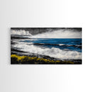 Tropical Shore, Emerald Waters, Stormy Sky, Canvas Print, Coastal Wall Art, Beach House Decor, Ocean Painting, Living Room Artwork