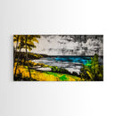 Tropical Paradise, Ocean Landscape, Coastal Wall Art, Framed Canvas Print, Beach House Decor, Living Room Art, Modern Nautical Art