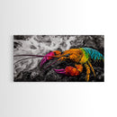 Rainbow Lobster, Colorful Crustacean, Bold Marine Art, Framed Canvas Print, Kitchen Decor, Vibrant Wall Art, Nautical Statement Piece