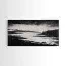 Serene Waters, Mountain Lake, Foggy Landscape, Canvas Print, Black and White Art, Minimalist Home Decor, Rustic Cabin Wall Art, Office Art