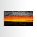 Sunset Glow, Dramatic Sky, Scenic Landscape, Bold Colors, Rustic Nature, Framed Canvas Print, Fall Decor, Living Room Wall Art