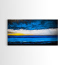 Ocean Waves, Deep Blue, Stormy Sky, Coastal Painting, Modern Seascape, Framed Canvas Print, Beach House Decor, Minimalist Wall Art