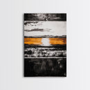 Abstract Horizon, Golden Light, Modern Landscape, Framed Canvas Print, Minimalist Wall Art, Office Decor, Contemporary Sunset, Fall Vibes
