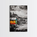 Rustic Seaside, Colorful Coastal Art, Nautical Wall Decor, Vibrant Fishing Village, Seascape Painting, Living Room Art, Canvas Print
