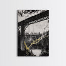 Steel Bridge, Industrial Wall Art, Black and White Landscape, Cityscape Art, Rustic Metal, Loft Style, Office Wall Art, Framed Canvas Print