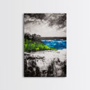 Abstract Seascape, Blue Ocean, Coastal Art, Modern Decor, Framed Canvas Print, Beach House Wall Art, Minimalist Art, Living Room Wall Art